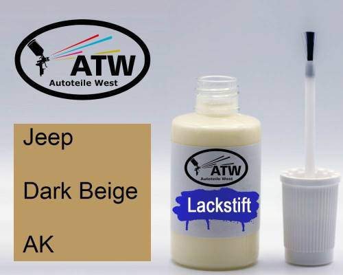 Jeep, Dark Beige, AK: 20ml Lackstift, von ATW Autoteile West.